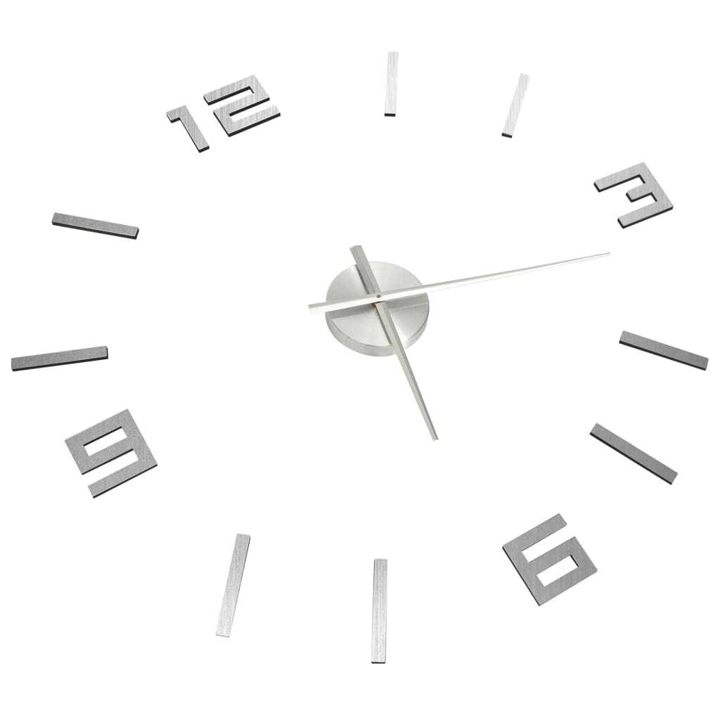 Vidaxl 3D Reloj de pared moderno XXL 100 cm de color plateado