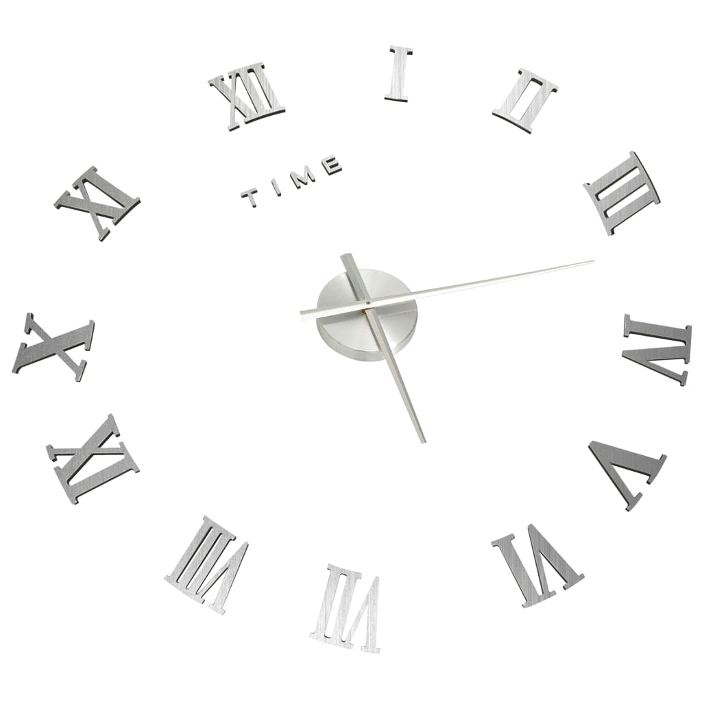 Vidaxl 3D Reloj de pared moderno XXL 100 cm de color plateado
