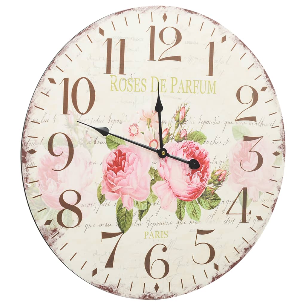 Vidaxl Wall Clock Vintage Style 60 cm fiori