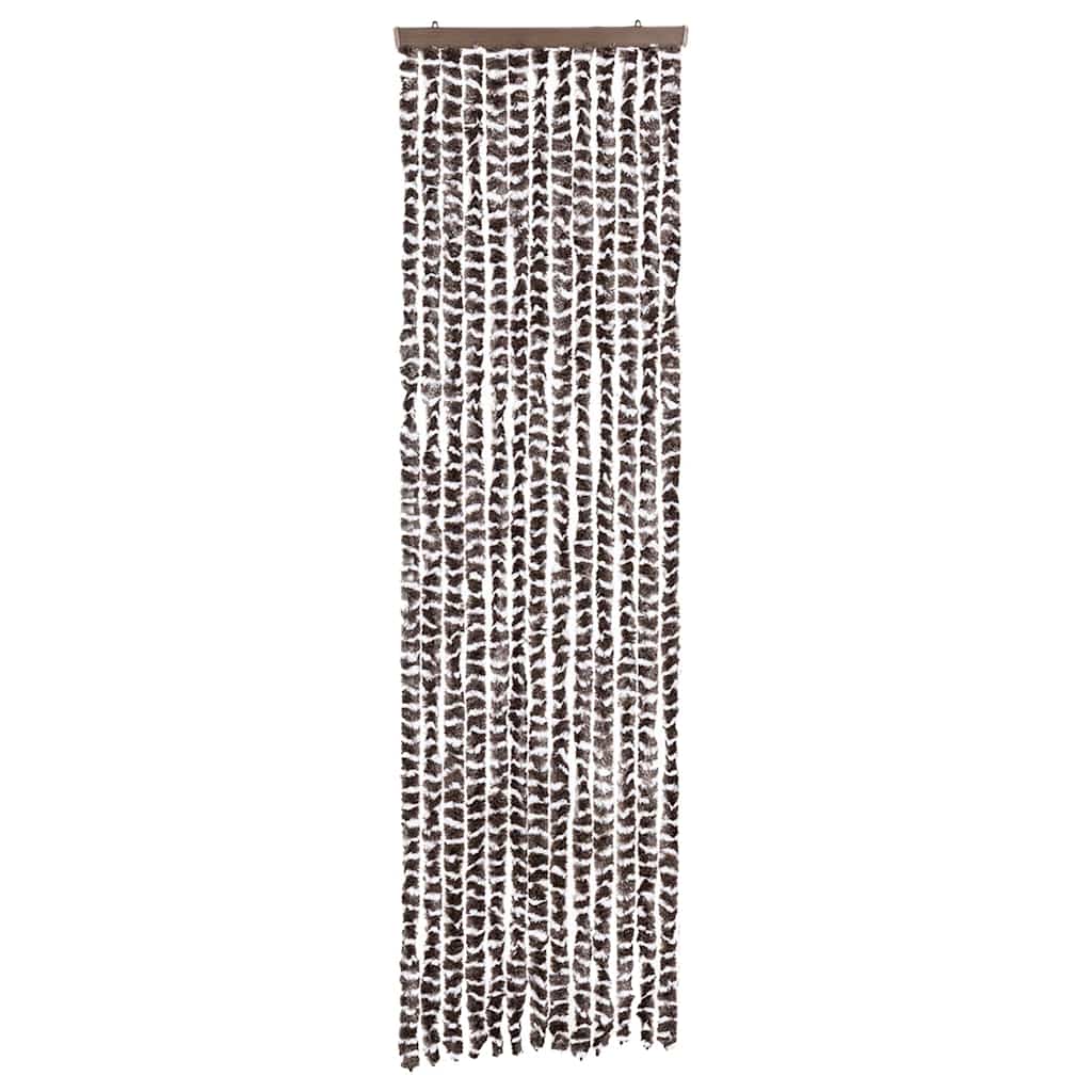 Cortina de mosca Vidaxl 56x185 cm chenille marrón y blanco