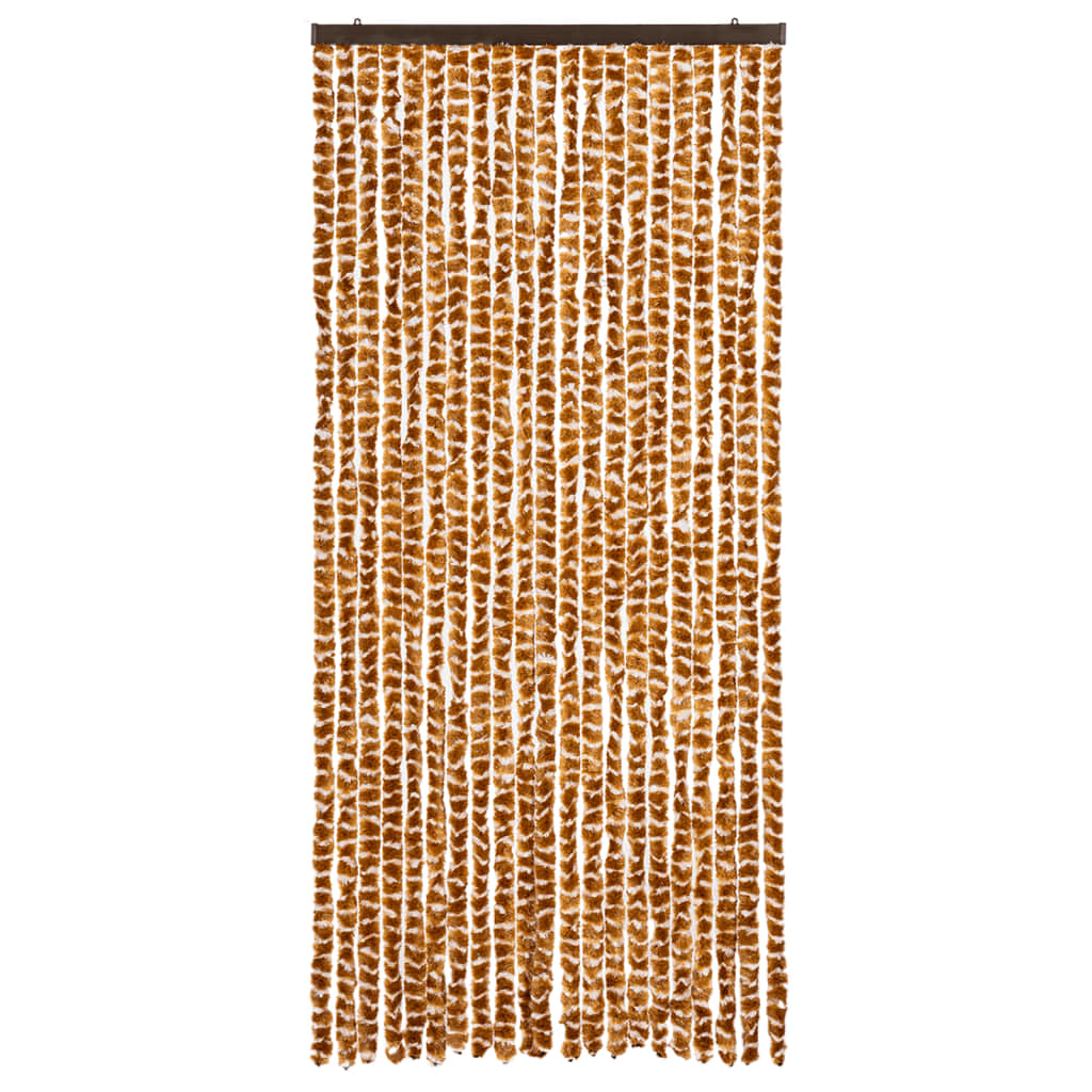 Vidaxl Fly Curtain 90x220 cm Chenille ocra e bianco