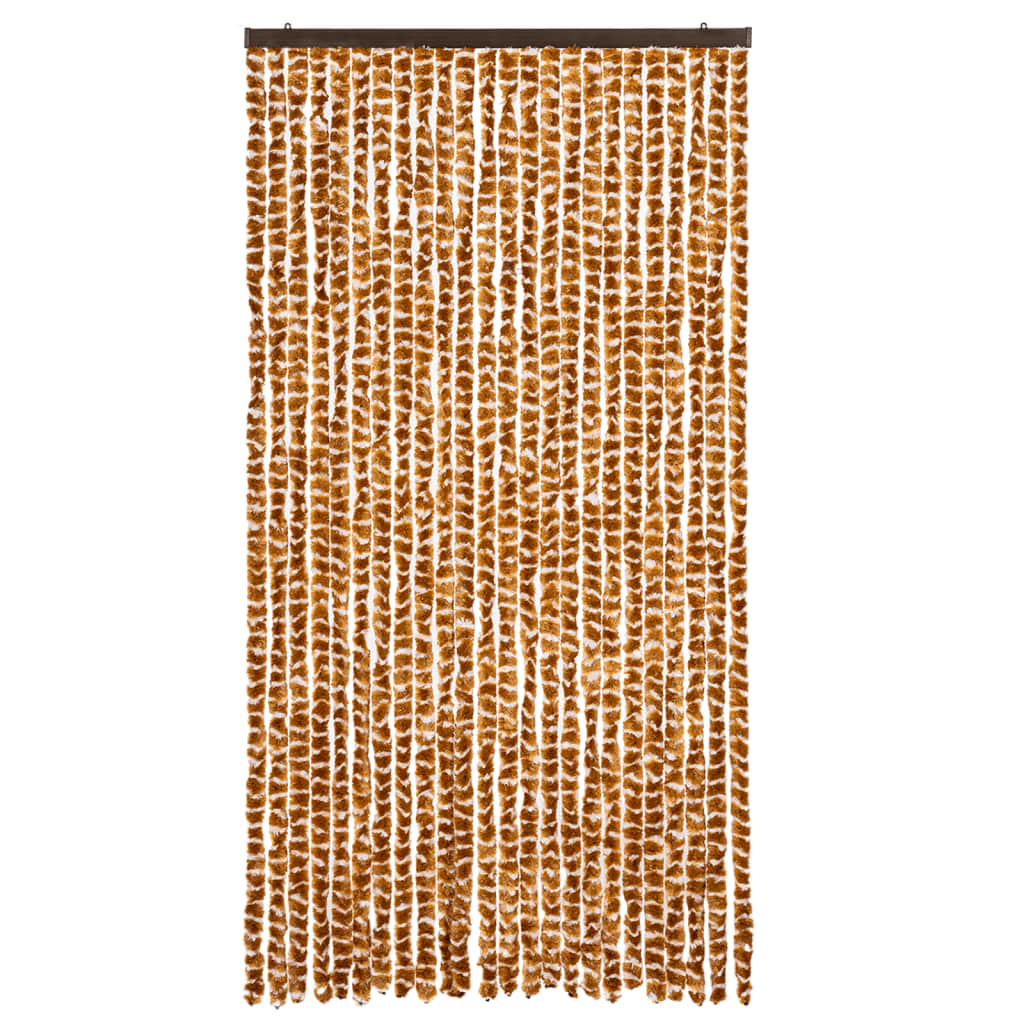 Cortina de mosca Vidaxl 100x220 cm chenille ocre y blanco