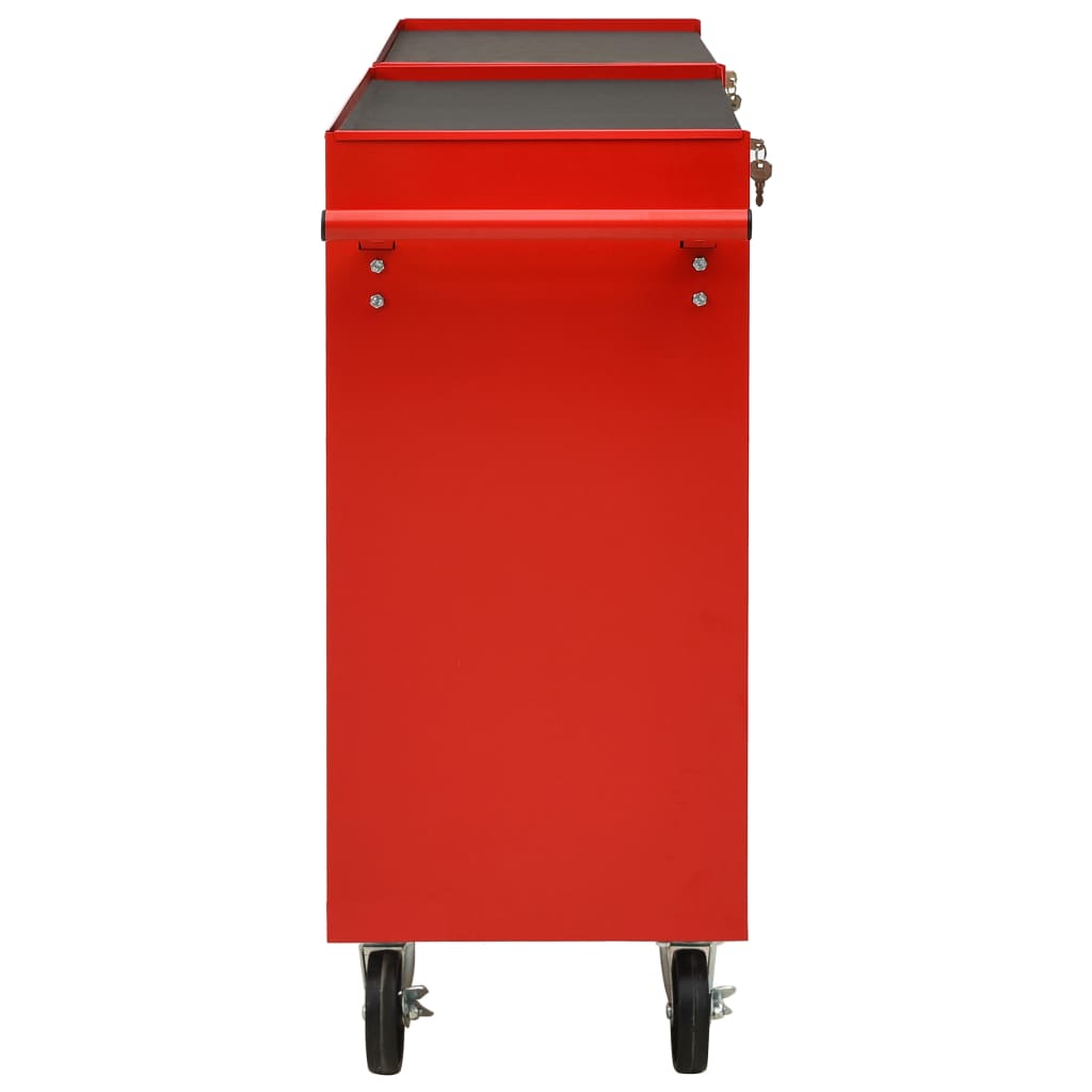 Vidaxl Tool Trolley con 14 cassetti in acciaio rosso