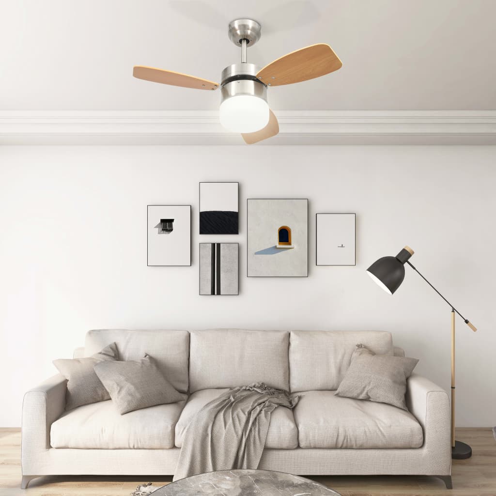 Ventilador de techo Vidaxl con control remoto de lámpara 76 cm marrón claro