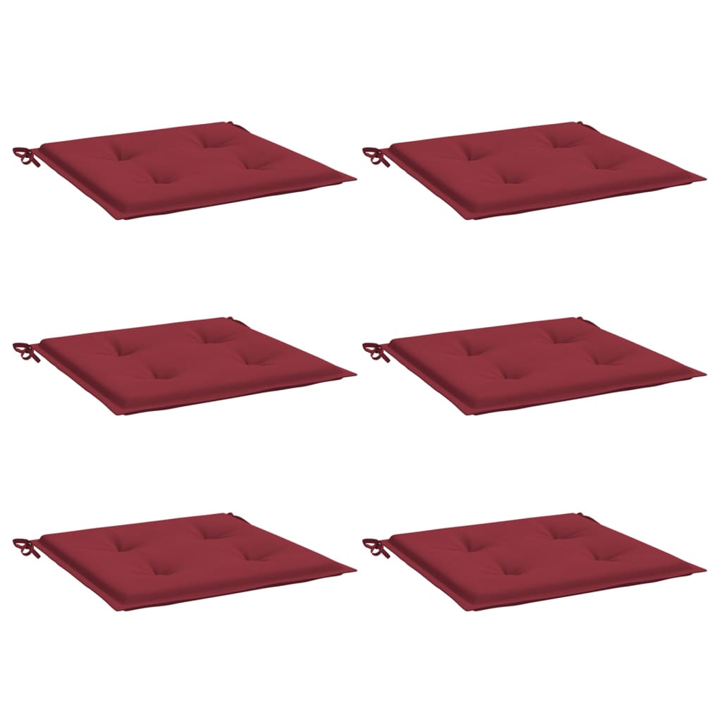 Cuscini da sedia da giardino Vidaxl 6 pezzi 40x40x3 cm in tessuto Oxford rosso