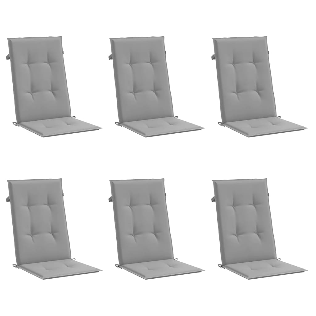 Cuscini da sedia da giardino Vidaxl 6 St High Back 120x50x3 cm Grigio