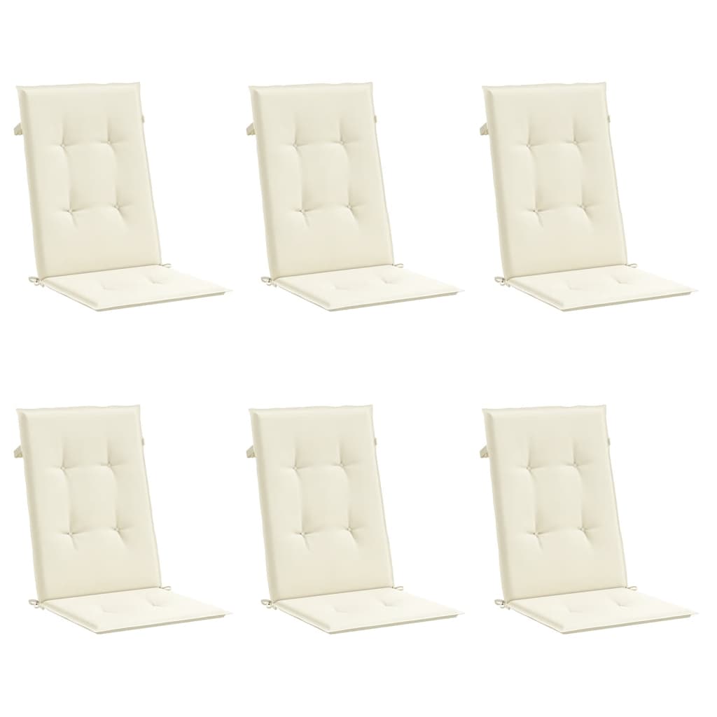 Cuscini da sedia da giardino Vidaxl 6 St High Back 120x50x3 cm Crema in tessuto -Collorato