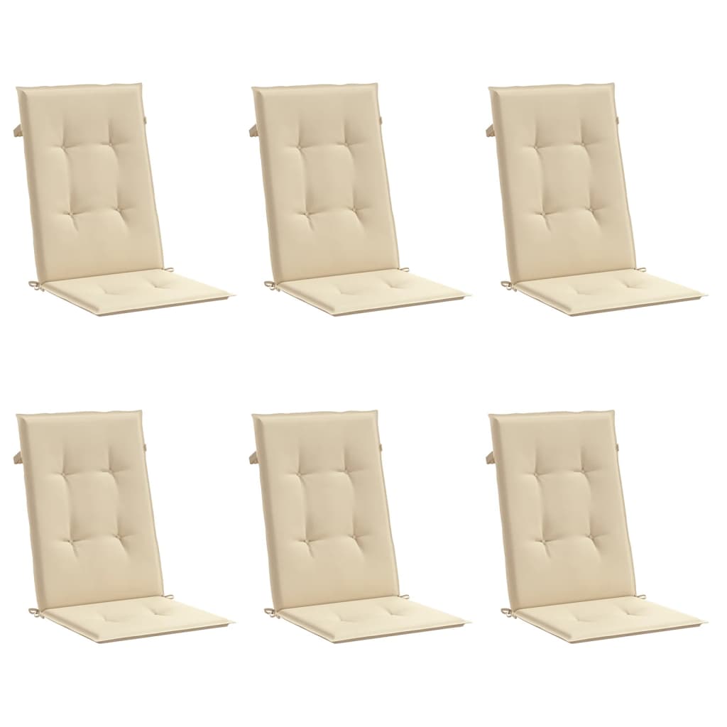 Vidaxl sedia da giardino cuscini High 6 St High Back 120x50x3 cm in tessuto beige