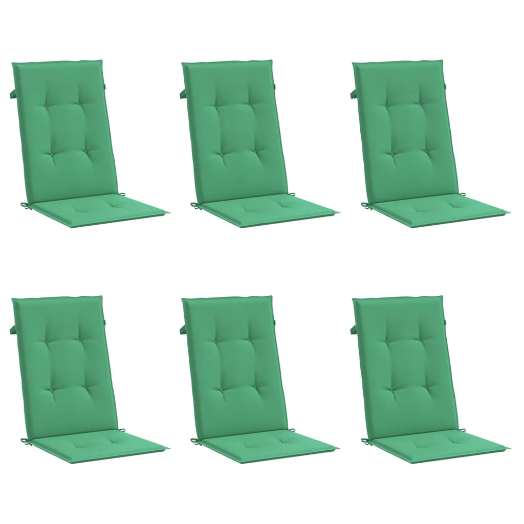 Cuscini da sedia da giardino Vidaxl 6 St High Back 120x50x3 cm Green