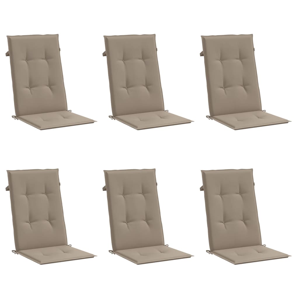 Cuscini da sedia da giardino Vidaxl 6 St High Back 120x50x3 cm Fabric taupe