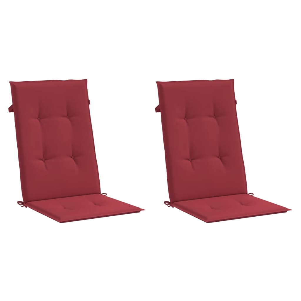 Vidaxl sedia da giardino cuscini 2 St High Back 120x50x3 cm Vino in tessuto rosso