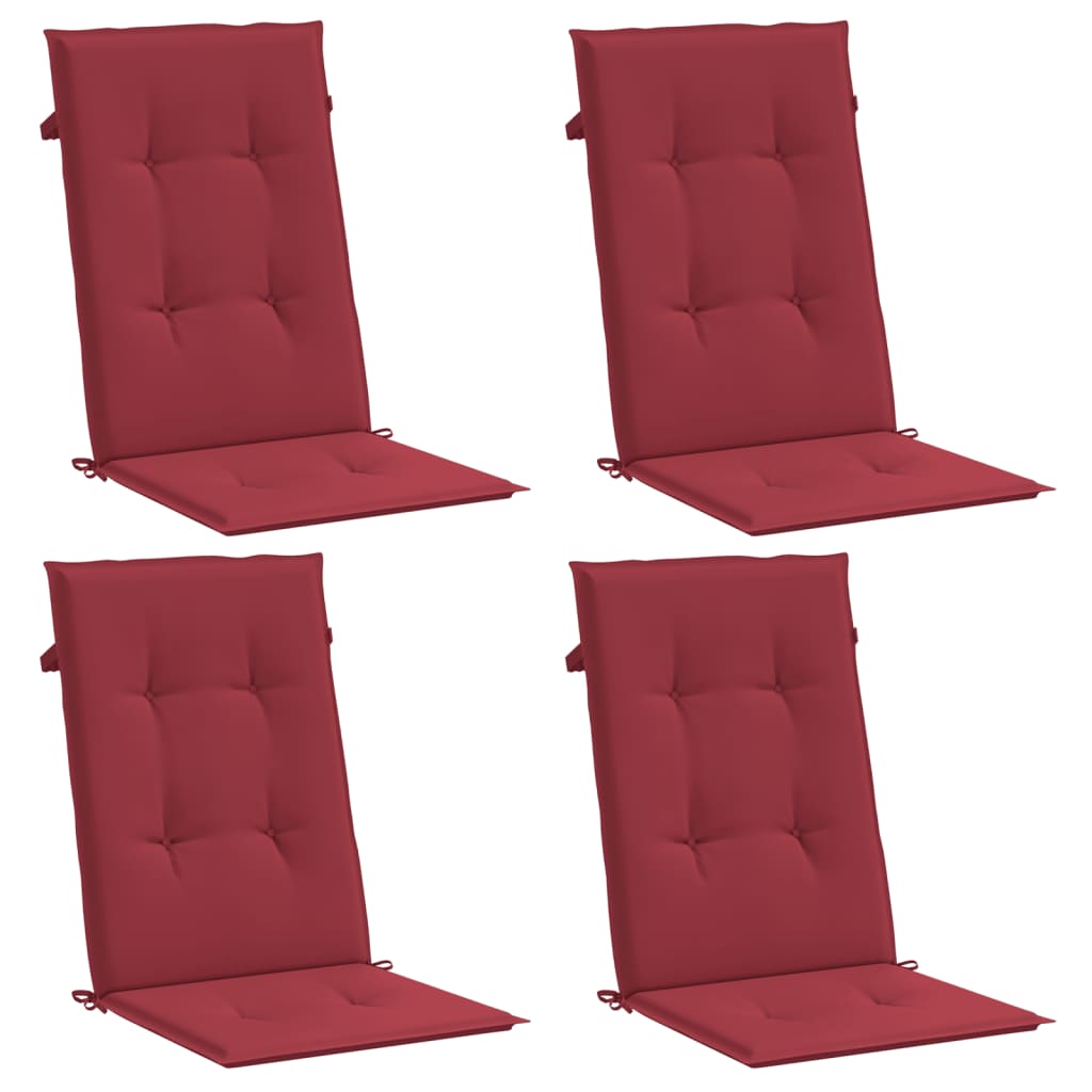 Vidaxl sedia da giardino cuscini 4 St High Back 120x50x3 cm Vino in tessuto rosso