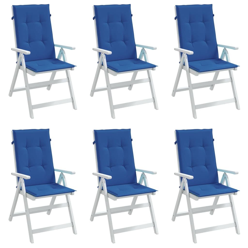 Vidaxl Garden Cushions 6 St High Back 120x50x3 cm Fabric Royal Blue