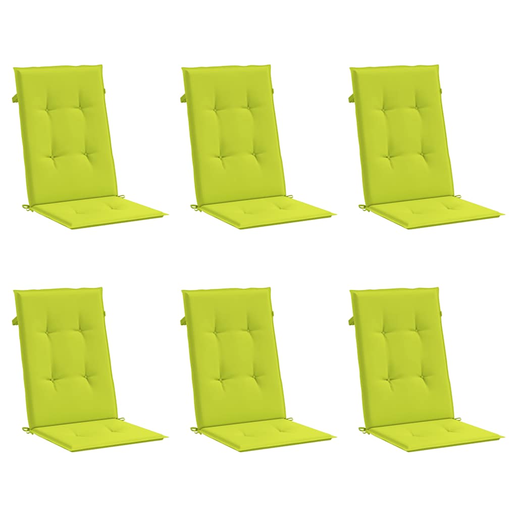 Vidaxl sedia da giardino cuscini da 6 St Hight Back 120x50x3 cm Verde trasparente