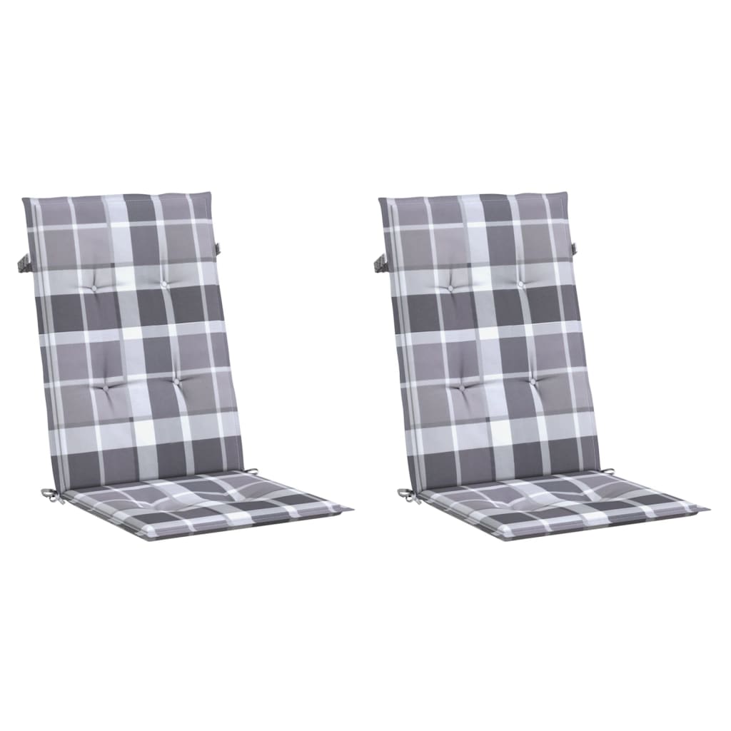 Cuscini per sedia da giardino Vidaxx 2 pezzi con motivo a rombi con schienale alto 120x50x3 cm grigio
