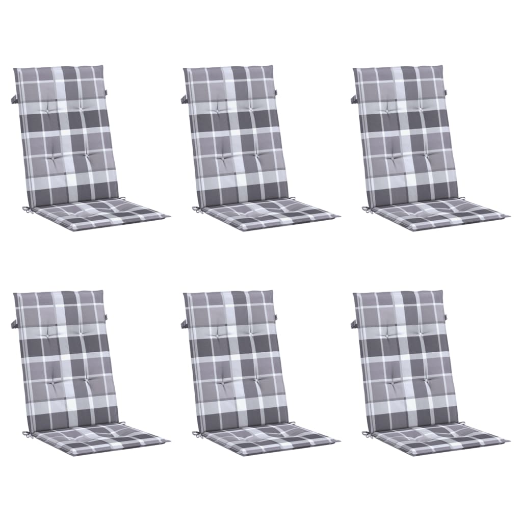 Cuscini da sedia da giardino Vidaxl 6 pezzi 120x50x3 cm Modello di diamante in tessuto grigio