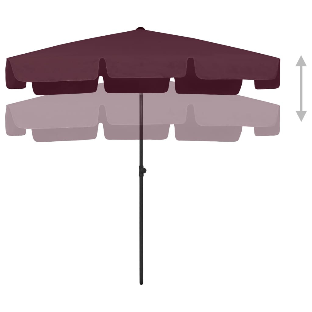 Vidaxl Strandparasol 200x125 cm Bordeaux rosso
