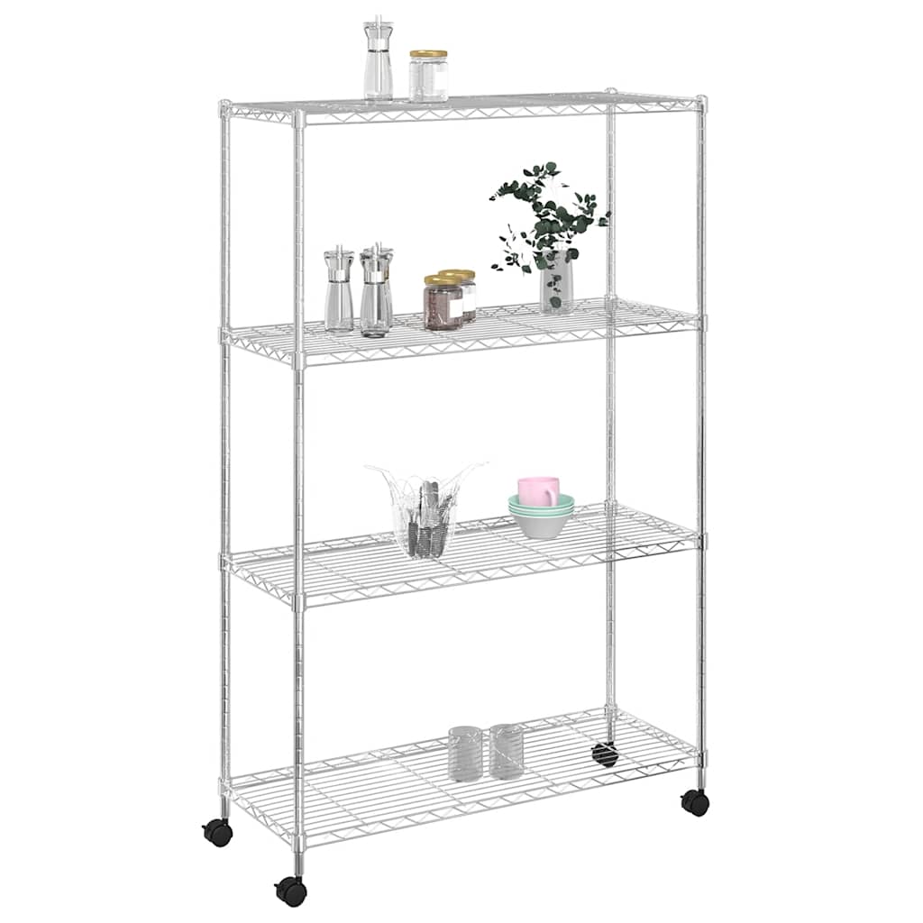 Vidaxl Storage Rack 4 capas con ruedas 200 kg 90x35x142 cm de color cromado