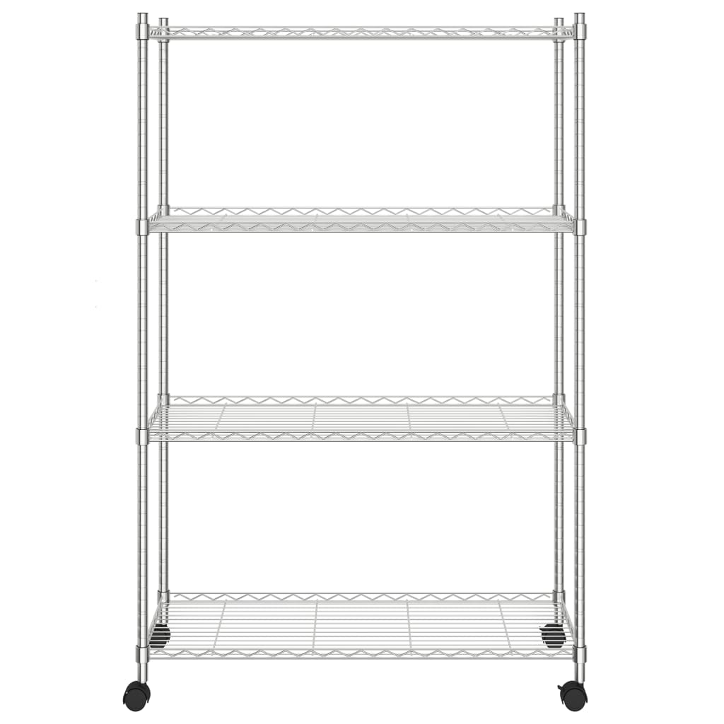 Vidaxl Storage Rack 4 capas con ruedas 200 kg 90x35x142 cm de color cromado