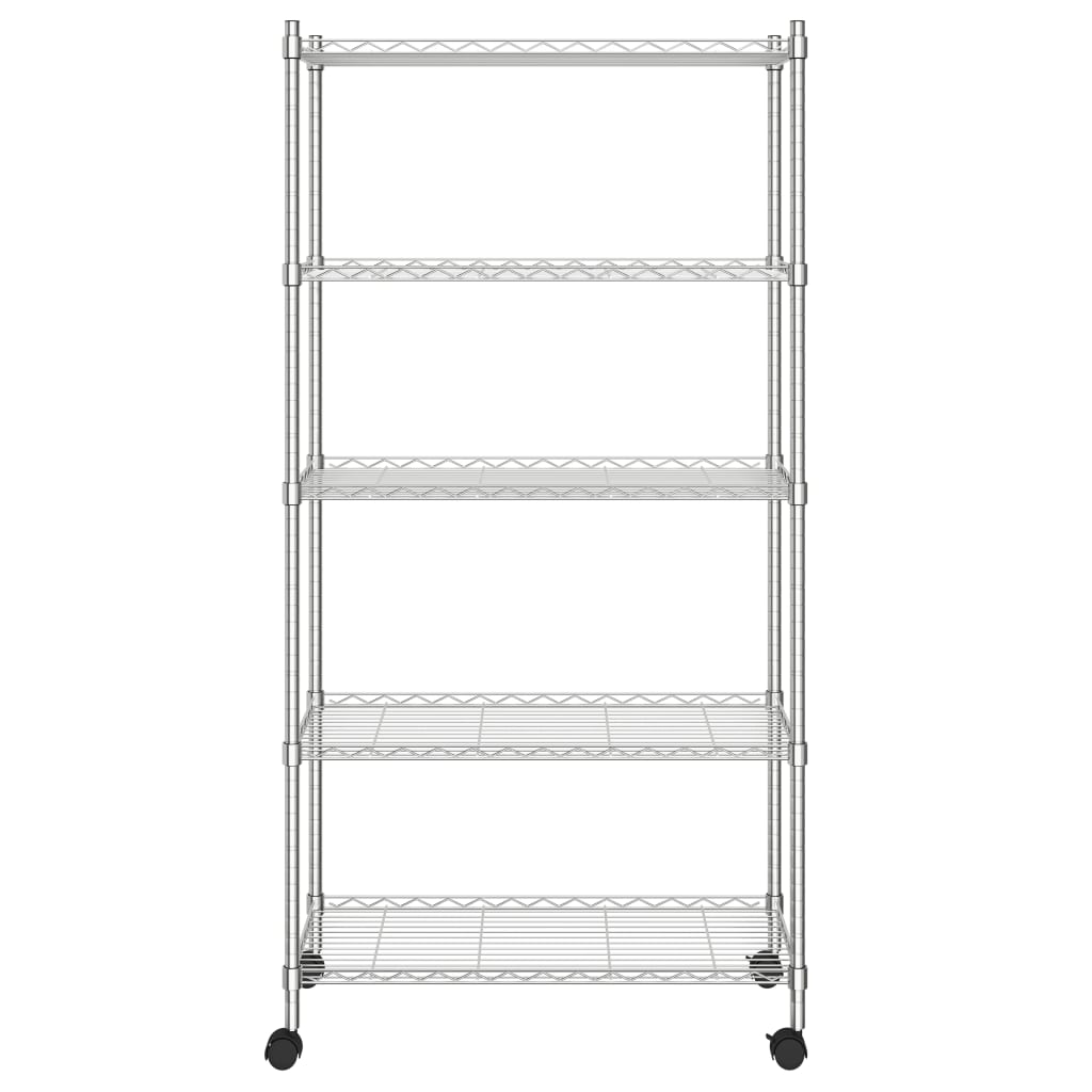 Vidaxl Storage Rack de 5 capas con ruedas 250 kg 75x35x155 cm de color cromado