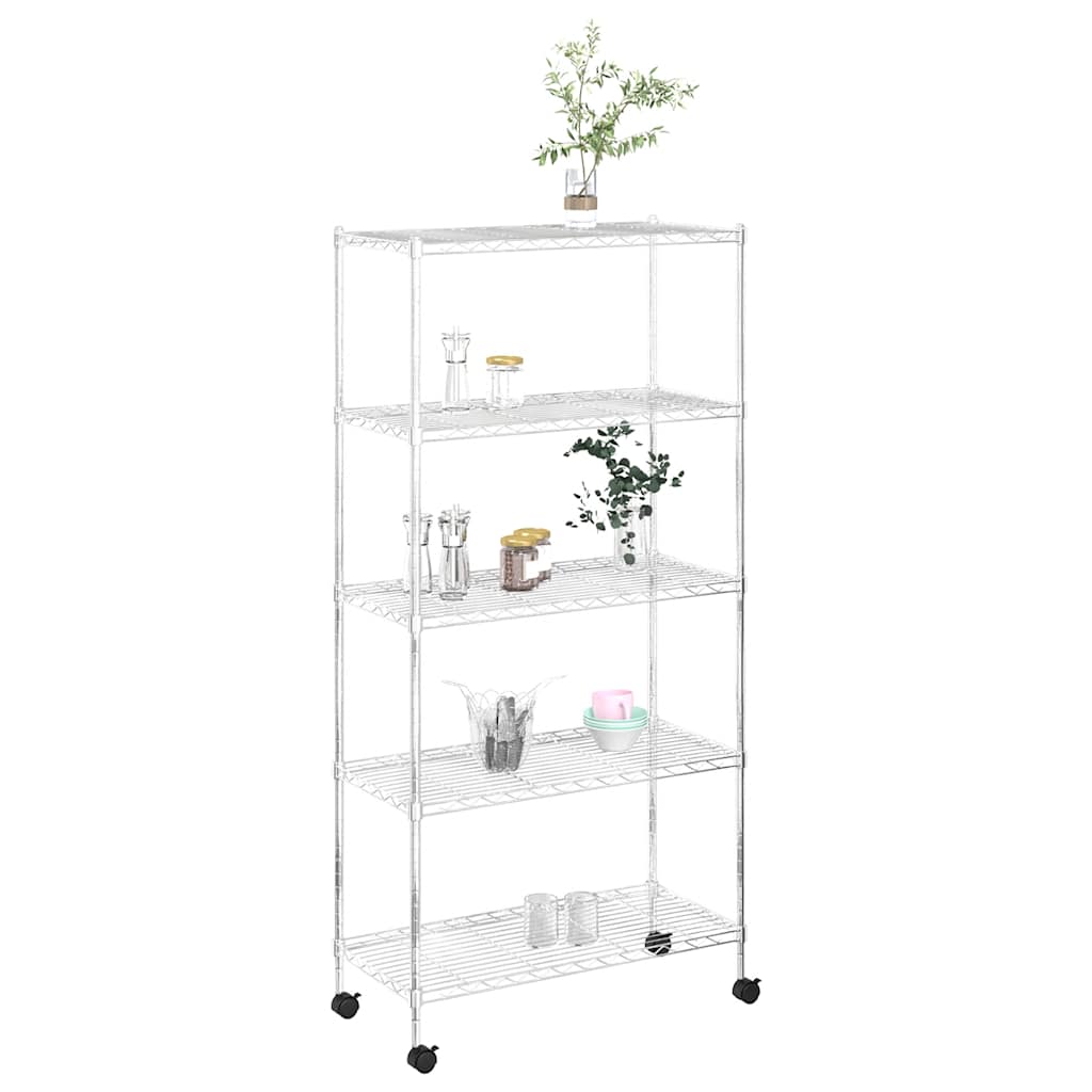 Vidaxl Storage Rack de 5 capas con ruedas 250 kg 75x35x155 cm de color cromado