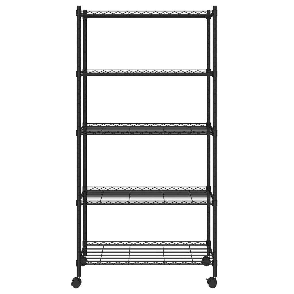 Vidaxl Storage Rack de 5 capas con ruedas 250 kg 75x35x155 cm Negro