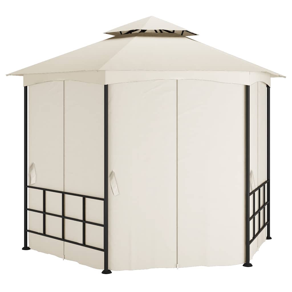 Cenador Vidaxx con paredes laterales 3,1x2,7 m color crema