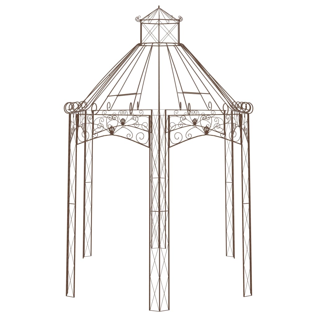 Vidaxl Garden Pavilion 400x258x378 cm de hierro antiguo marrón