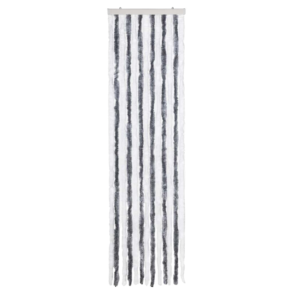 Vidaxl Fly Curtain 56x200 cm Chenille grigio e bianco