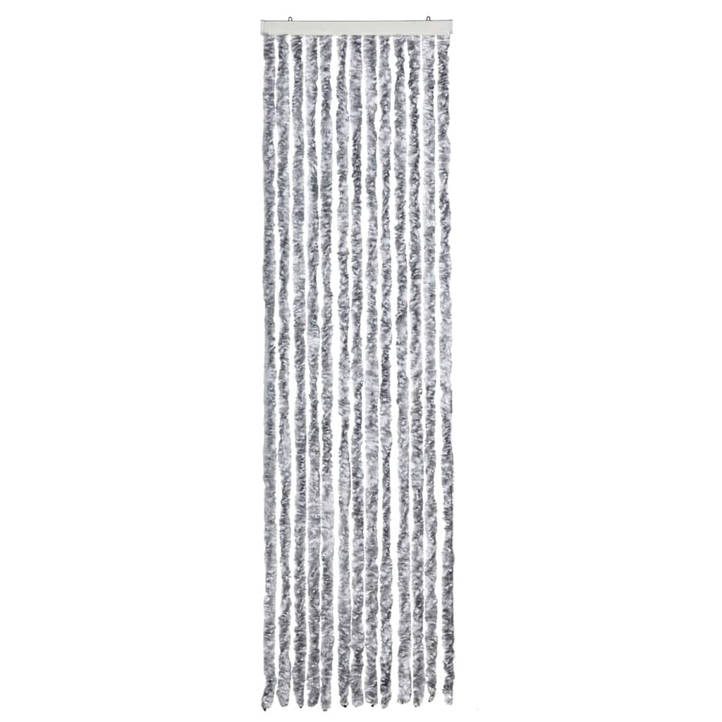 Vidaxl Fly Curtain 56x200 cm Chenille bianco e grigio