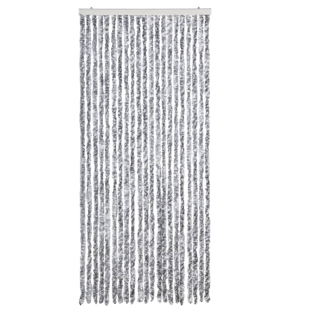 Vidaxl Fly Curtain 90x200 cm Chenille bianco e grigio
