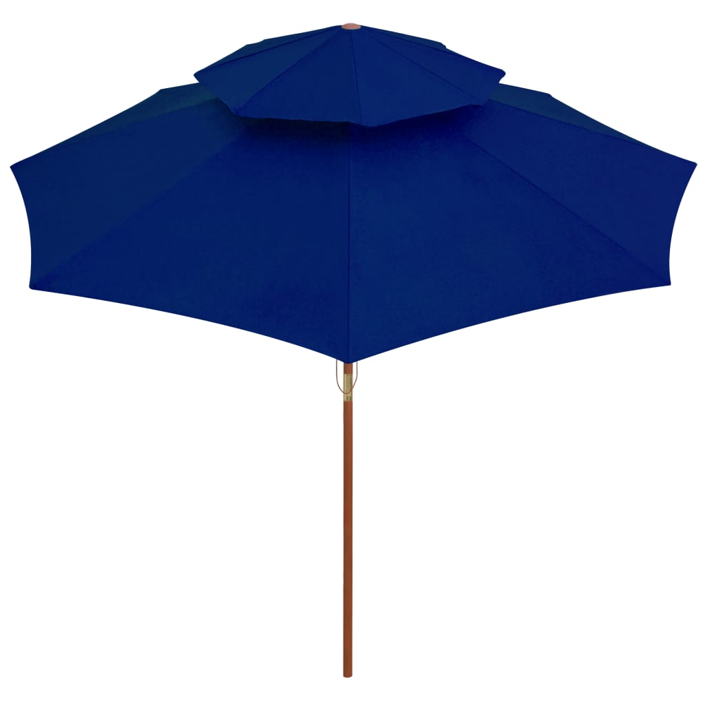 Vidaxl Parasol Double Decker con poste de madera 270 cm azul