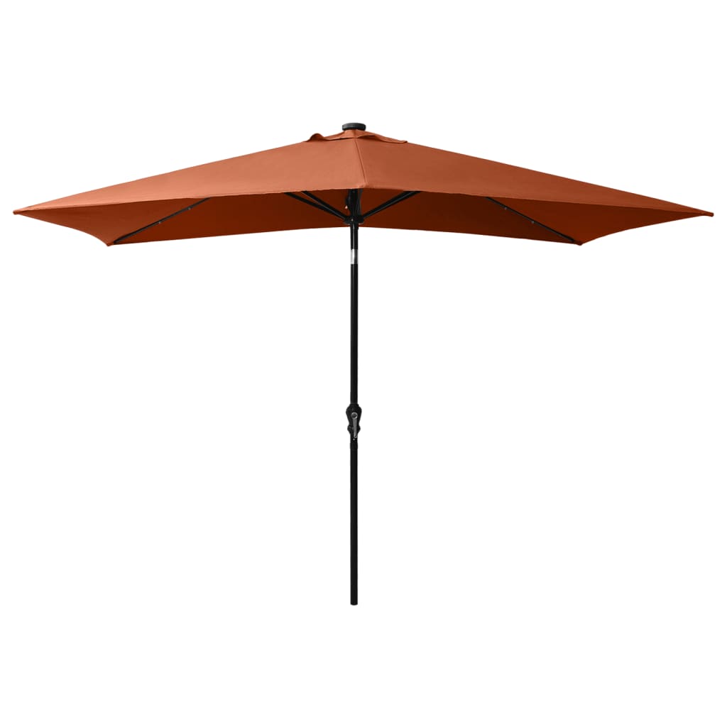Parasol Vidaxl con LED y polo de acero 2x3 m Terracotta