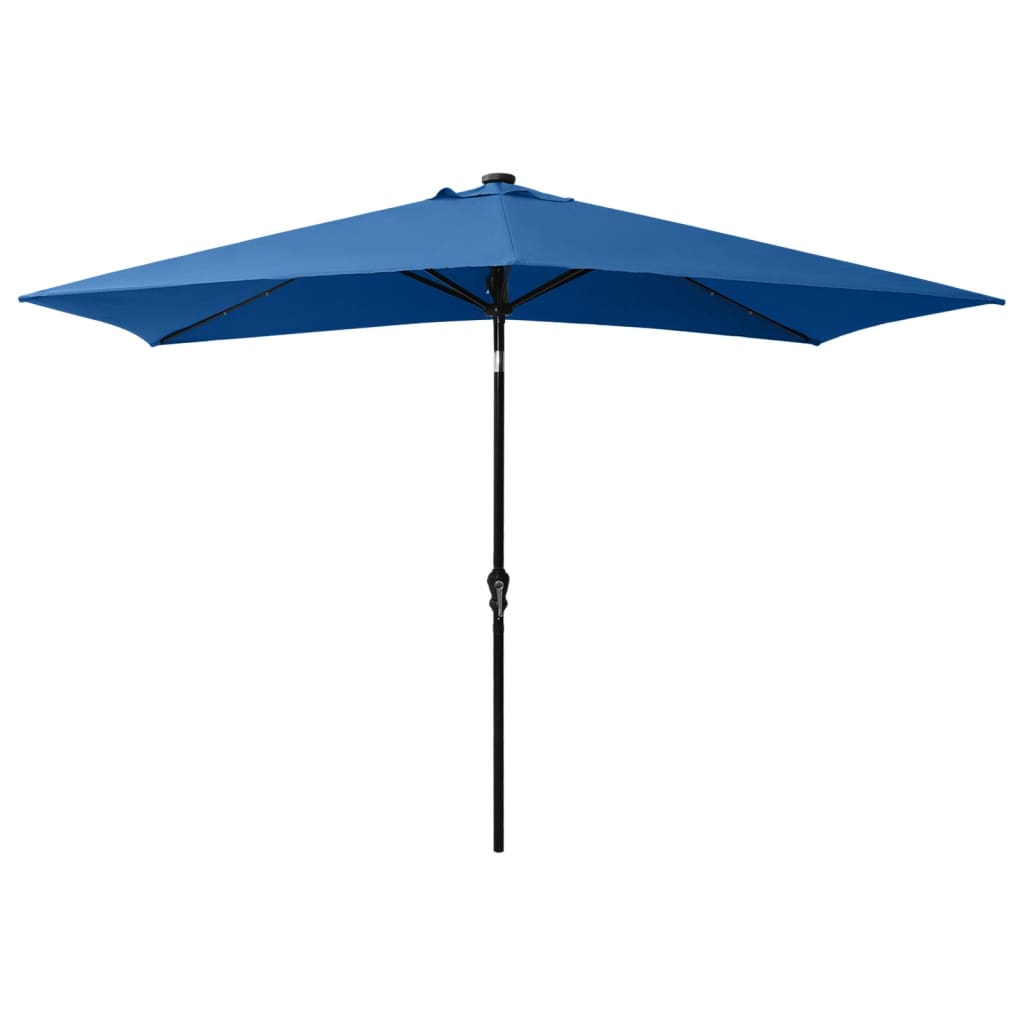 Vidaxl Parasol con LED e palo in acciaio 2x3 m azzurro blu