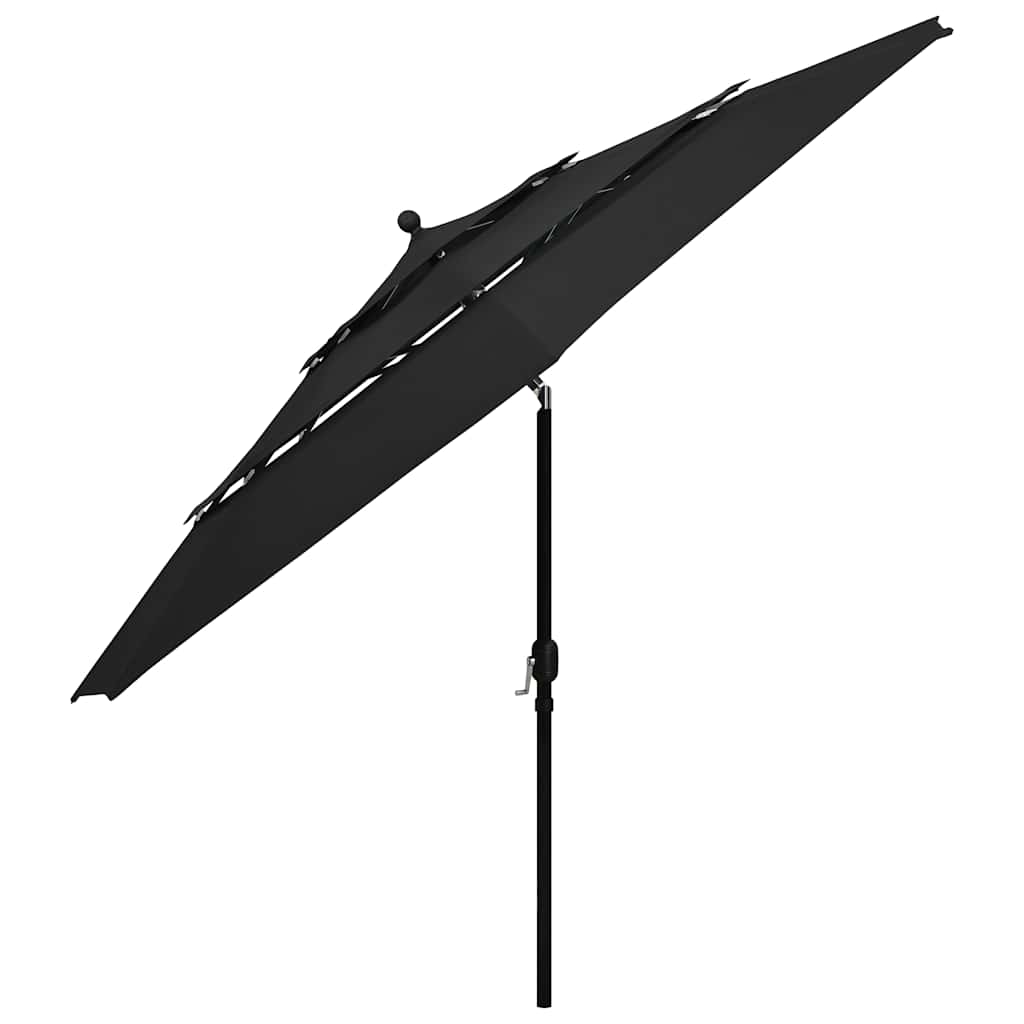 Sombrilla vidaxl 3 capas con mástil de aluminio 3,5 m negro