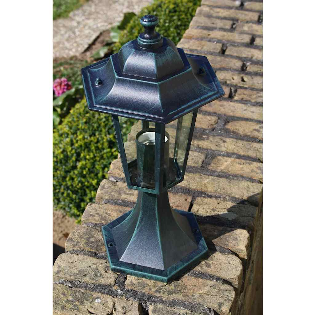 Lámparas de jardín Vidaxl 2 st de aluminio verde oscuro negro