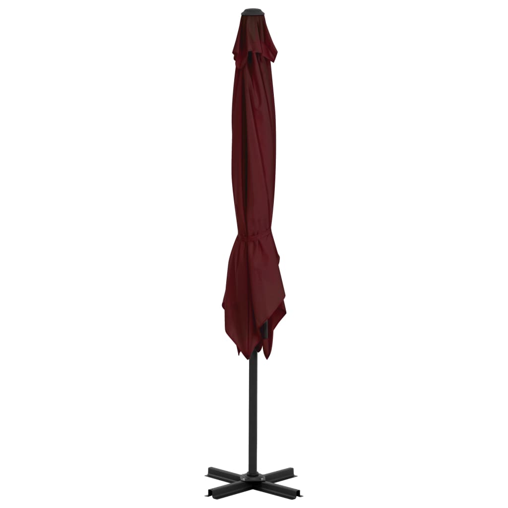 Parasol flotante Vidaxl con poste de aluminio 250x250 cm Borgoña roja