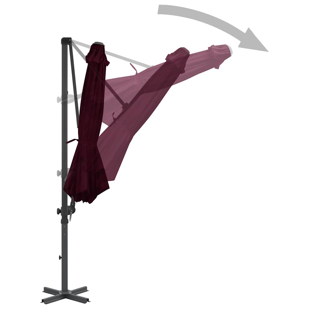 Vidaxl Parasolo galleggiante con polo in alluminio 300 cm rosso