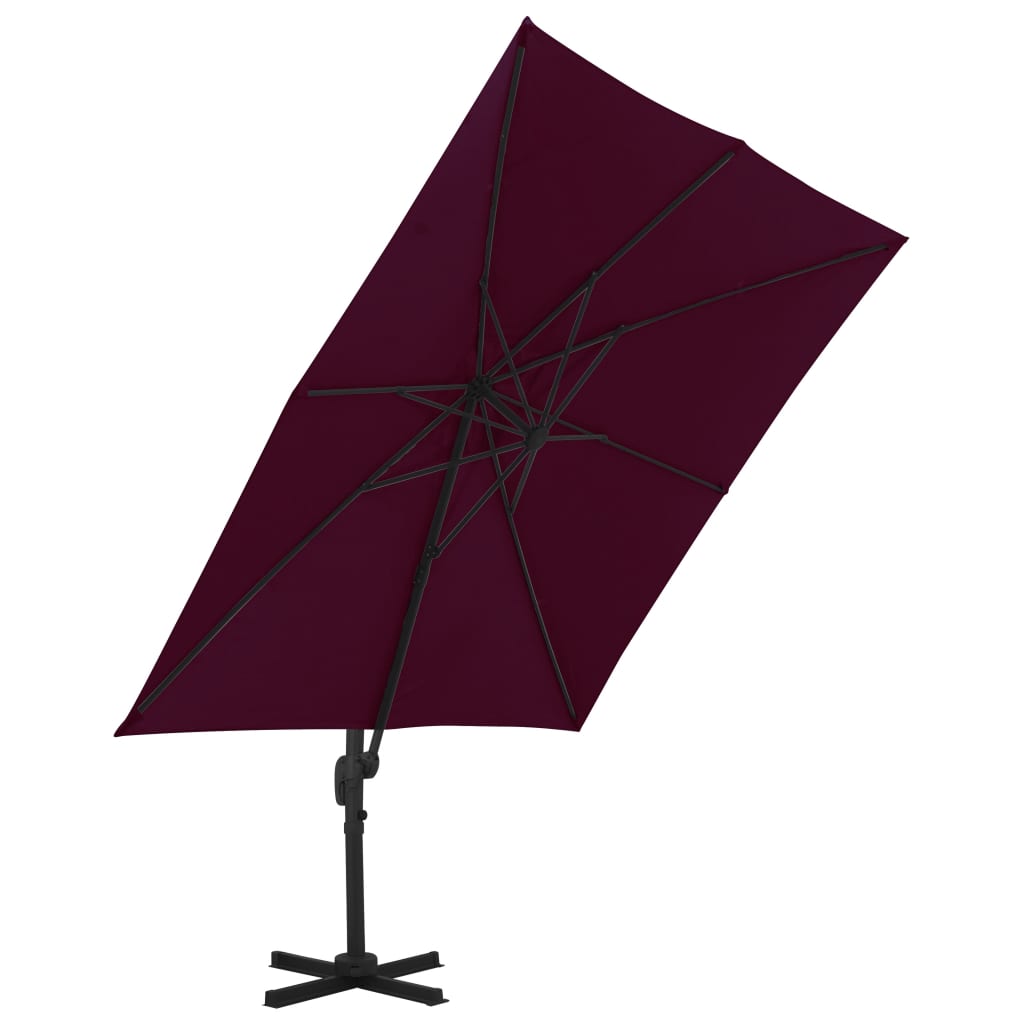 Parasol flotante de Vidaxl con poste de aluminio 300x300 cm Borgoña roja