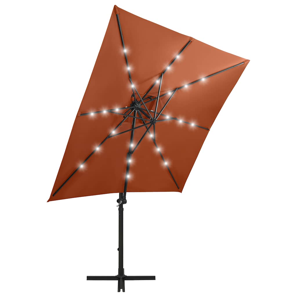 Parasol flotante de Vidaxl con pole y iluminación LED de 250 cm de color terracota