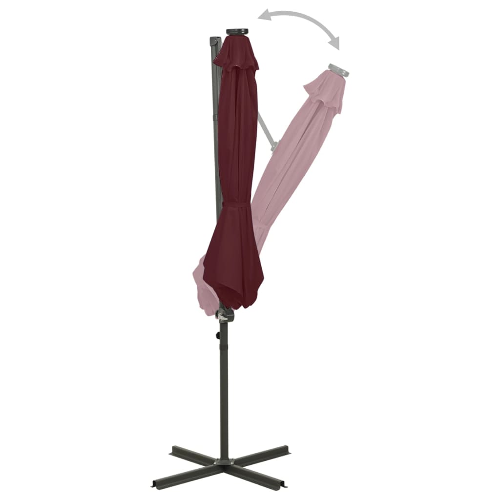 Vidaxl Parasolo galleggiante con polo e illuminazione a LED 300 cm Red rosso