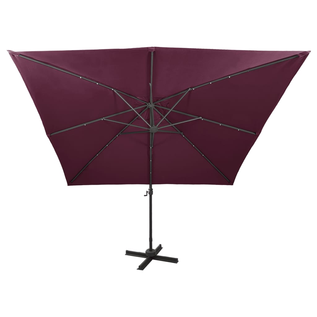 Vidaxl Parasolo galleggiante con polo e illuminazione a LED 300 cm Red rosso