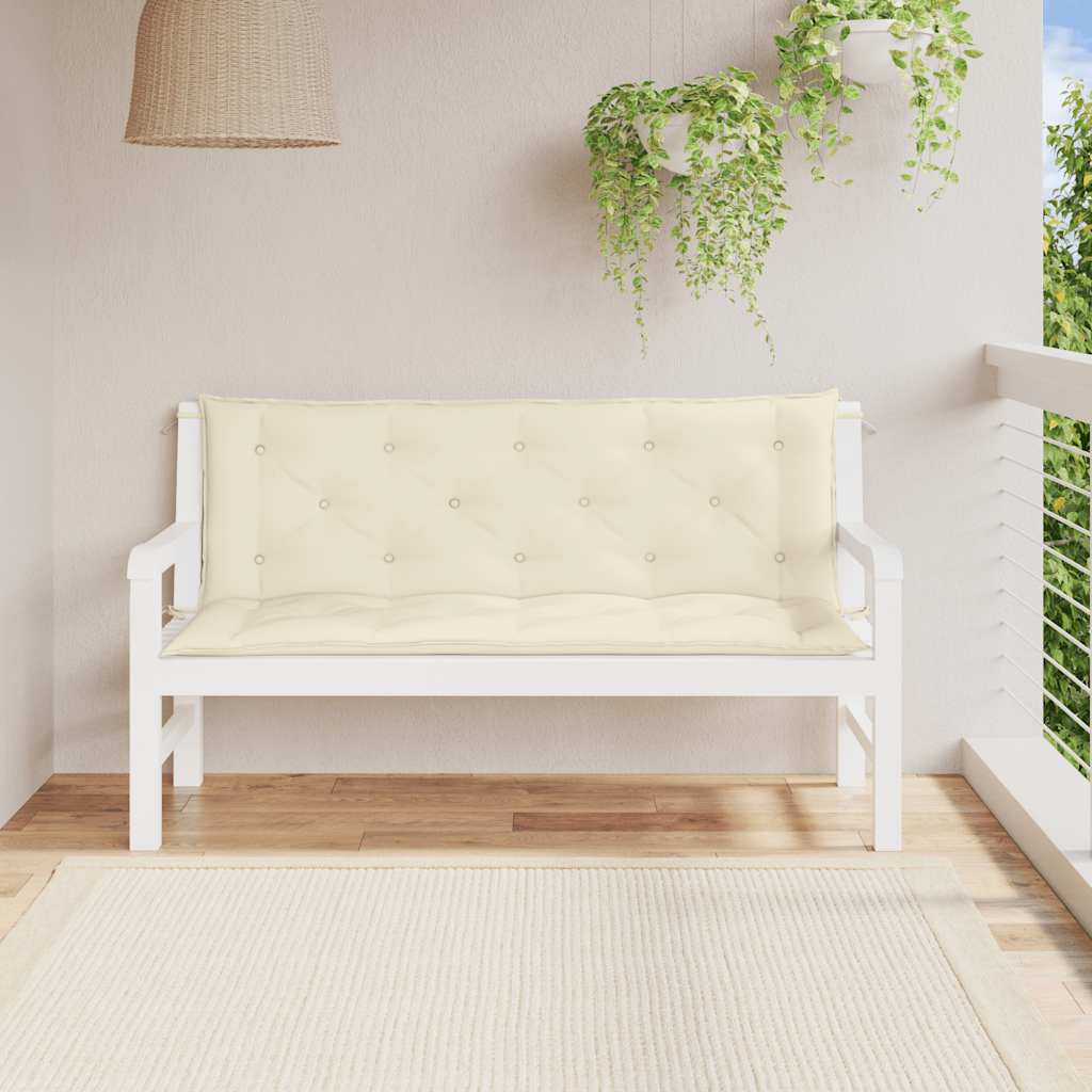 Cojín Banco de Jardín VidaXL 150x(50+50)x7 cm Tela Oxford Crema Blanco