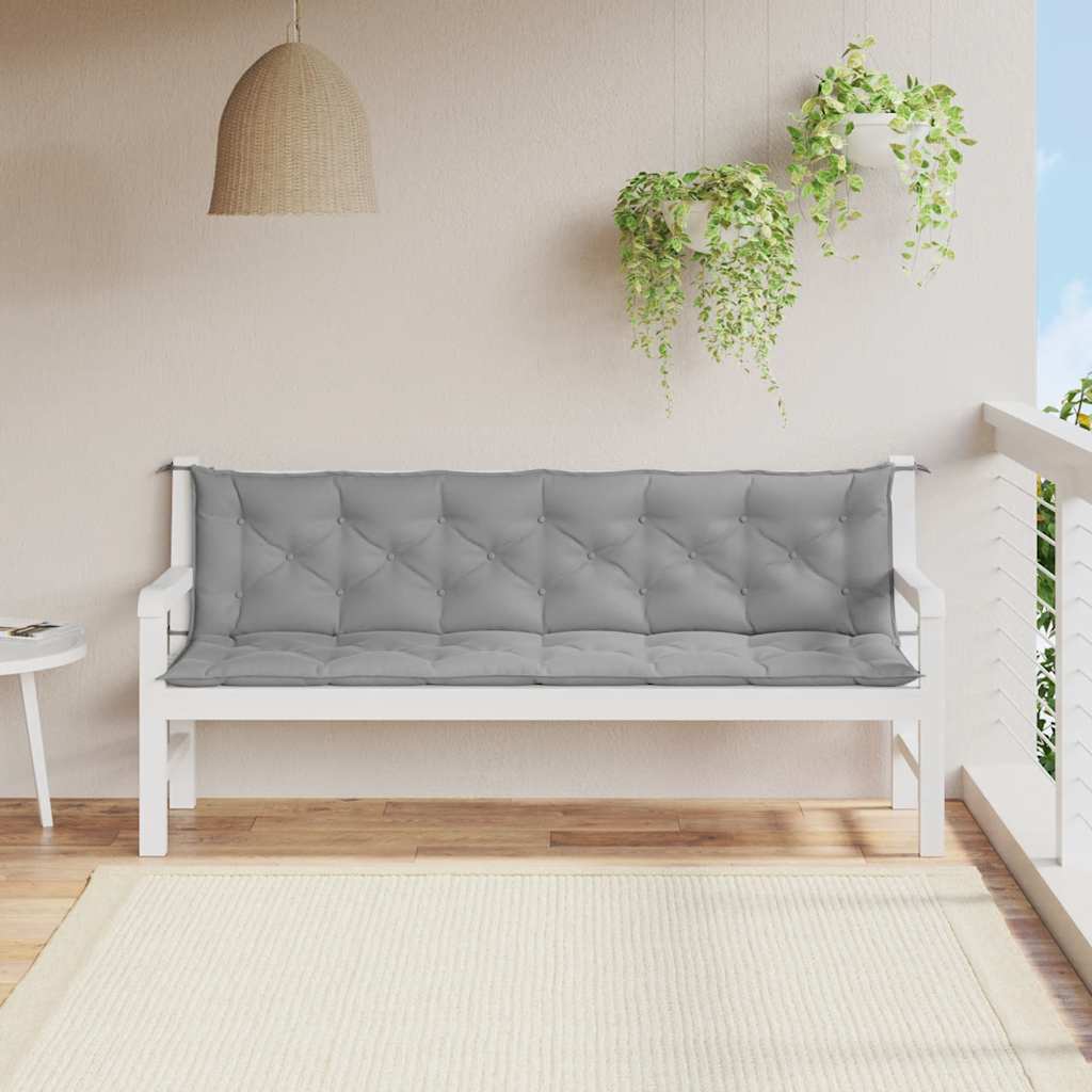 Cuscino per panca da giardino Vidaxx 200x(50+50)x7 cm in tessuto oxford grigio