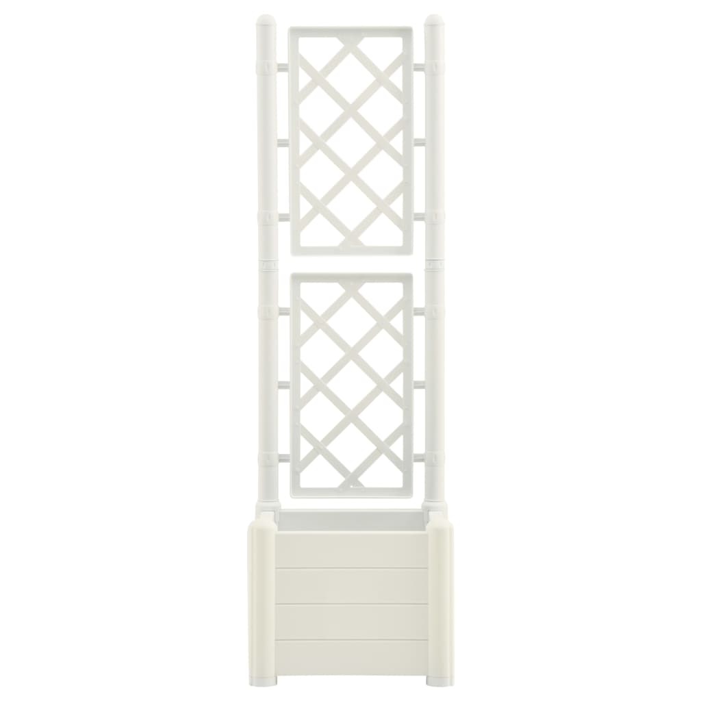 Plantador Vidaxl con latwerk 43x43x142 cm pp blanco