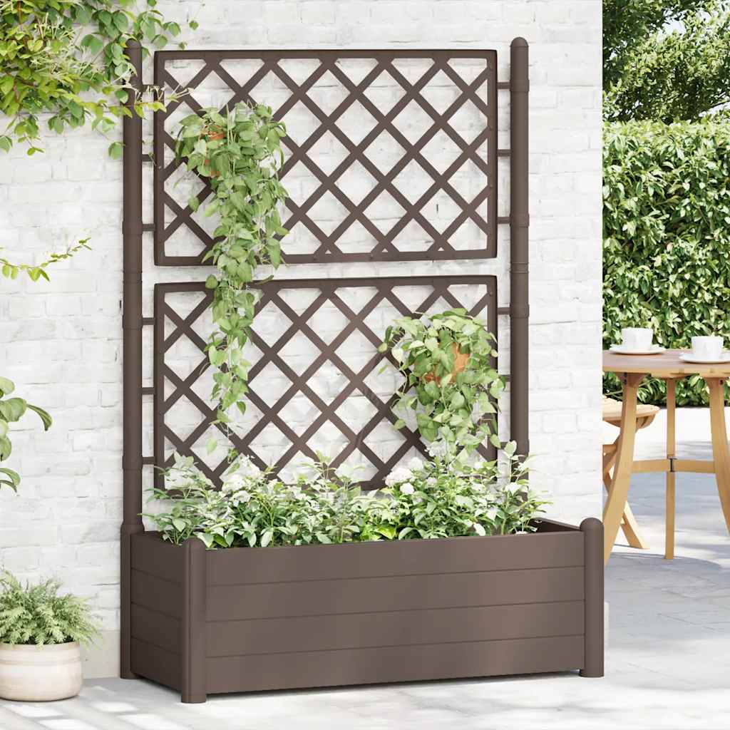 Vidaxl fioriera con latwerk 100x43x142 cm pp mokka