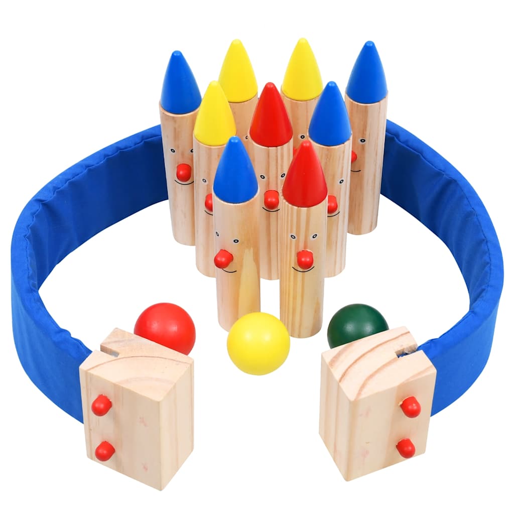 Vidaxl Bowling Game Pine Solid Multi -colorato