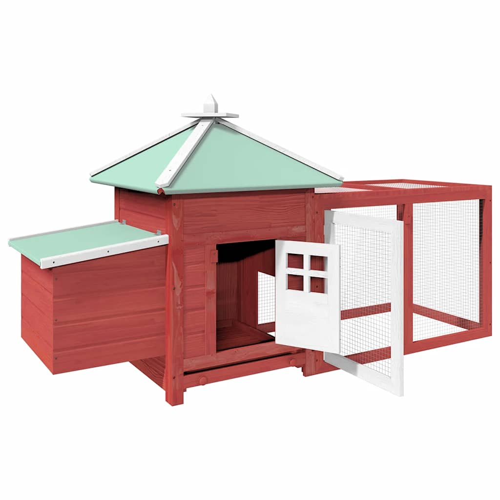 Vidaxl Chicken Coop con Nest Box 190x72x102 Pino solido rosso