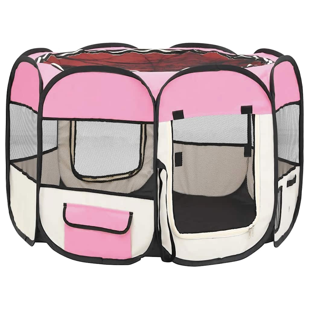Vidaxl hondenren inklapbaar met draagtas 90x90x58 cm roze