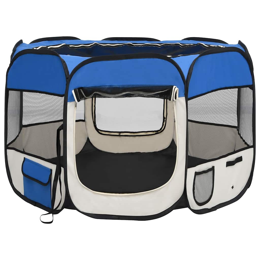Vidaxl Dog Ren plegable con bolsa portadora 90x90x58 cm azul